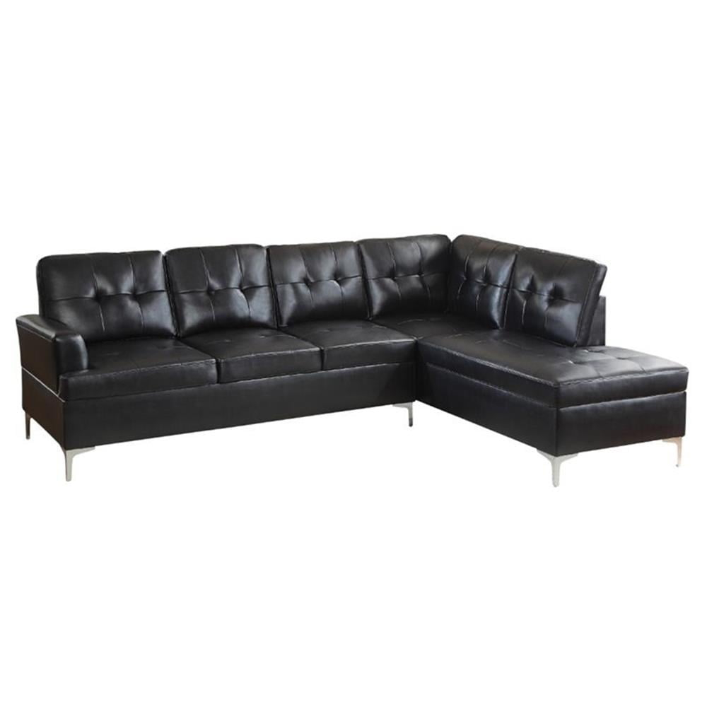 Lexicon Barrington Faux Leather Sectional Sofa In Black - Walmart.com for Unpacking Comfort The Lexicon Barrington Faux Leather Sectional in Gray