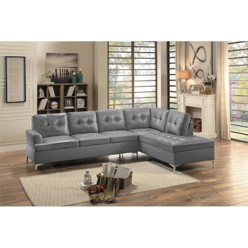 Lexicon Barrington Faux Leather Sectional Sofa In Gray - Contemporary - Sectional Sofas - By ... intended for Lexicon Barrington Faux Leather Sectional Sofa In Gray