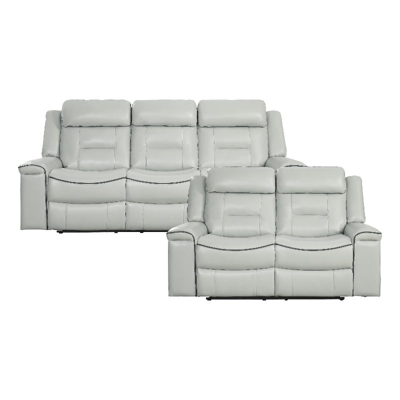 Lexicon Darwan Faux Leather 2-Piece Manual Reclining Sofa Set In Light Gray - Walmart.com for Unpacking Comfort The Lexicon Barrington Faux Leather Sectional in Gray