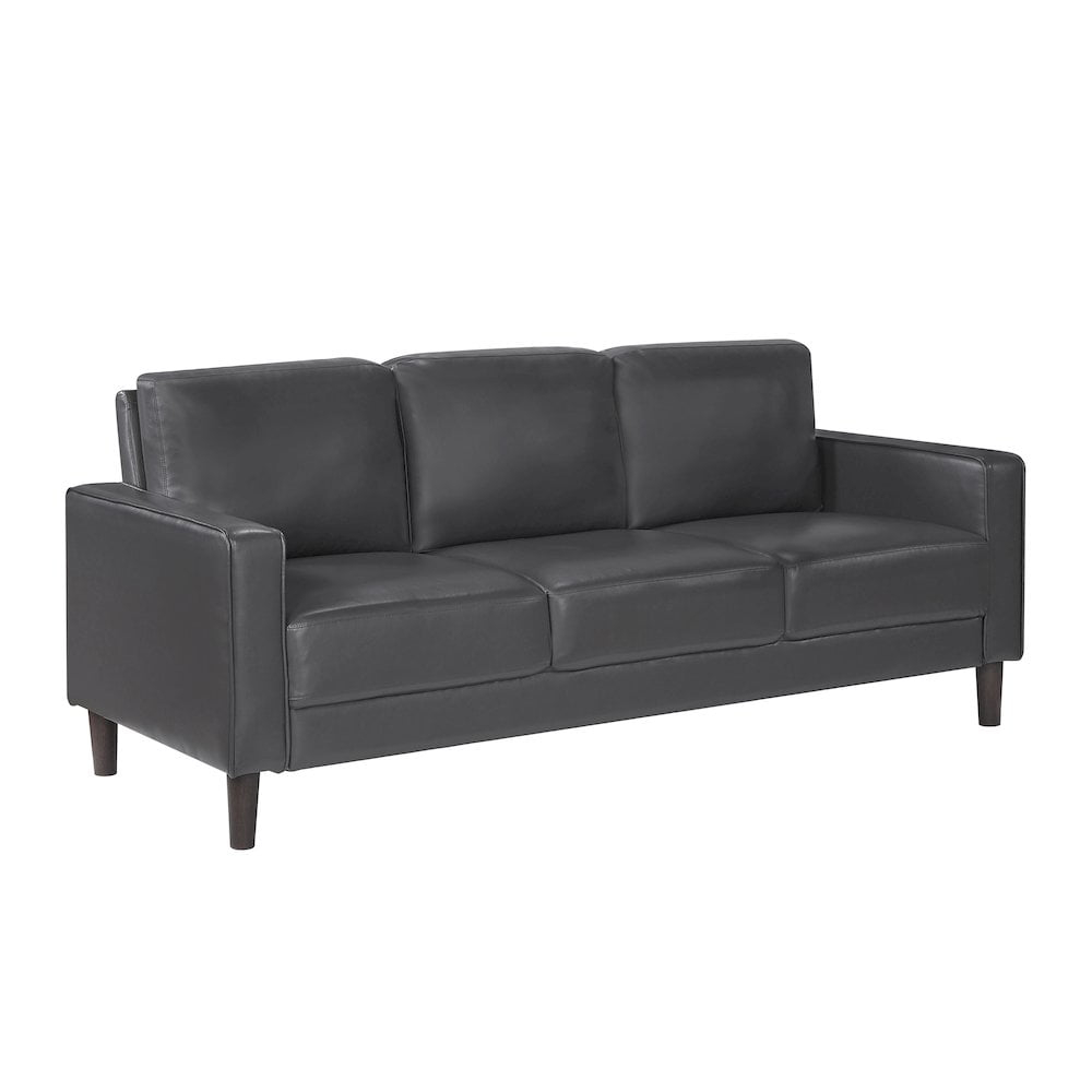 Lexicon Malcolm Faux Leather Sofa In Dark Gray - Walmart.com intended for Lexicon Barrington Faux Leather Sectional Sofa In Gray