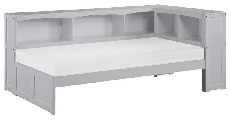 Lexicon Orion 5-Shelf Transitional Wood Twin Bookcase Corner Bed In ... with regard to Lexicon Orion Transitional Wood Corner Four Twin Bunk Bed In Gray