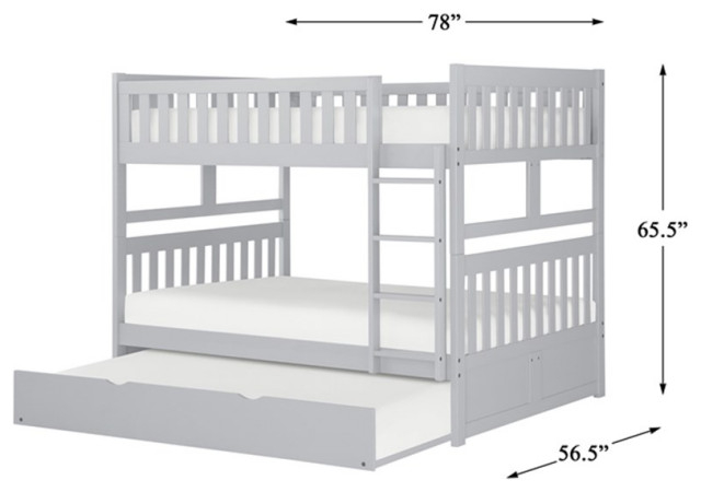 Lexicon Orion Transitional Wood Twin Over Full Bunk Bed With Trundle Bed In Gray, Full/Full ... throughout Transitioning Your Child's Room with adaptable Furniture Choices