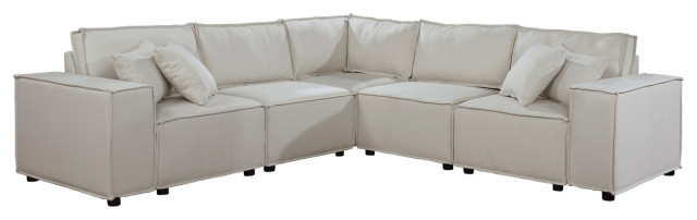 Lilola Home Jenson Modular Sectional Sofa, Beige Linen - Transitional - Sectional Sofas - By ... inside Lilola Home Melrose Modular Sectional Sofa With Ottoman, Beige Linen
