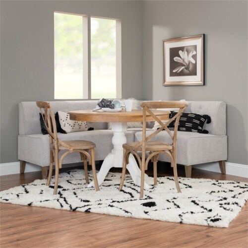 Linon Hale Wood Upholstered Corner Nook Bench In Light Grey, 1 - Kroger intended for Linon Hale Tufted Back Fully Upholstered Corner Nook Bench In Light Grey