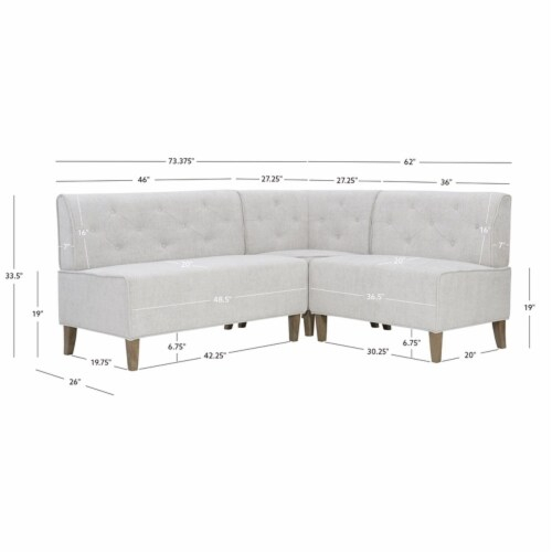 Linon Hale Wood Upholstered Corner Nook Bench In Light Grey, 1 - Kroger regarding Linon Hale Tufted Back Fully Upholstered Corner Nook Bench In Light Grey