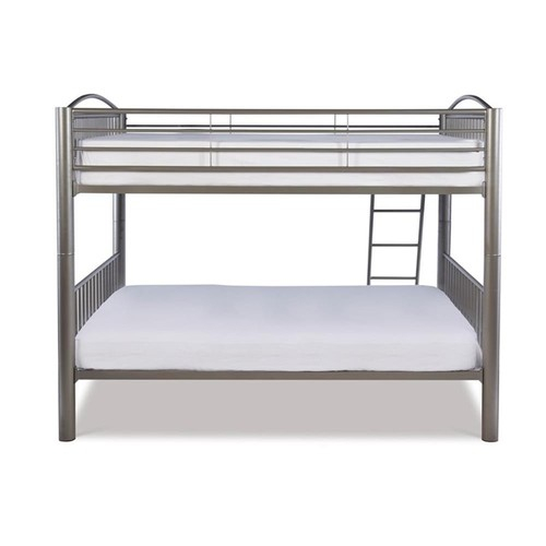Linon Heavy Metal Full Over Full Bunk Bed Attached Ladder In Pewter ... throughout Linon Heavy Metal Full Over Full Bunk Bed Attached Ladder In Black