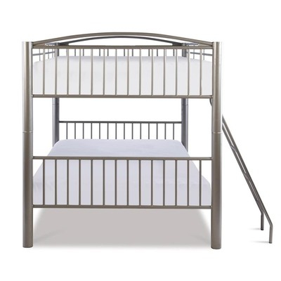 Linon Heavy Metal Full Over Full Bunk Bed Attached Ladder In Pewter ... throughout Linon Heavy Metal Full Over Full Bunk Bed Attached Ladder In Black