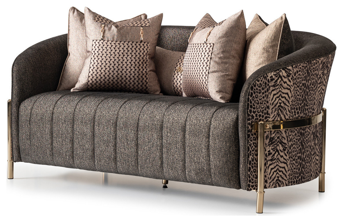 Lisbon Loveseat, Onyx/Gold - Contemporary - Loveseats - By Michael ... with regard to The Craftsmanship Behind Lisbon Sofa Onyx Gold Design Excellence