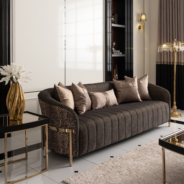 Lisbon Sofa, Onyx/Gold - Contemporary - Sofas - By Michael Amini | Houzz in The Craftsmanship Behind Lisbon Sofa Onyx Gold Design Excellence