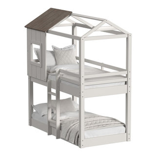 Lodge Wood Complete Loft Bunk Bed, Cookies And Cream - Transitional ... intended for Creating Sweet Dreams The Lodge Wood Loft Bunk Bed Way