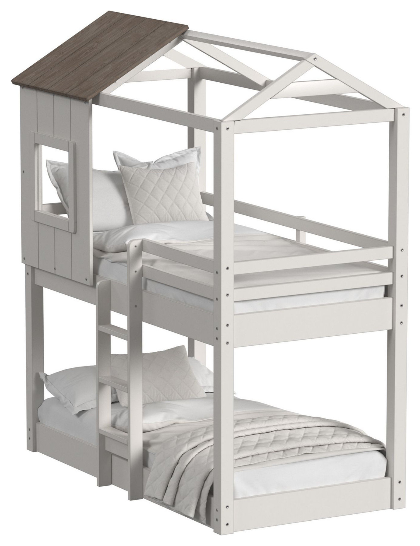 Lodge Wood Complete Loft Bunk Bed, Cookies And Cream - Transitional ... within Creating Sweet Dreams The Lodge Wood Loft Bunk Bed Way