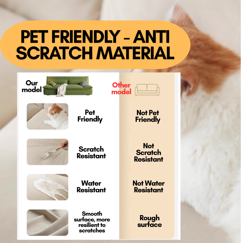 Loffy Anti Cat Scratch Fabric/Pu Leather 3 Seater Sofa Bed Pet Friendly ... inside Pet-Friendly Fabric Sofa That Resists Scratches