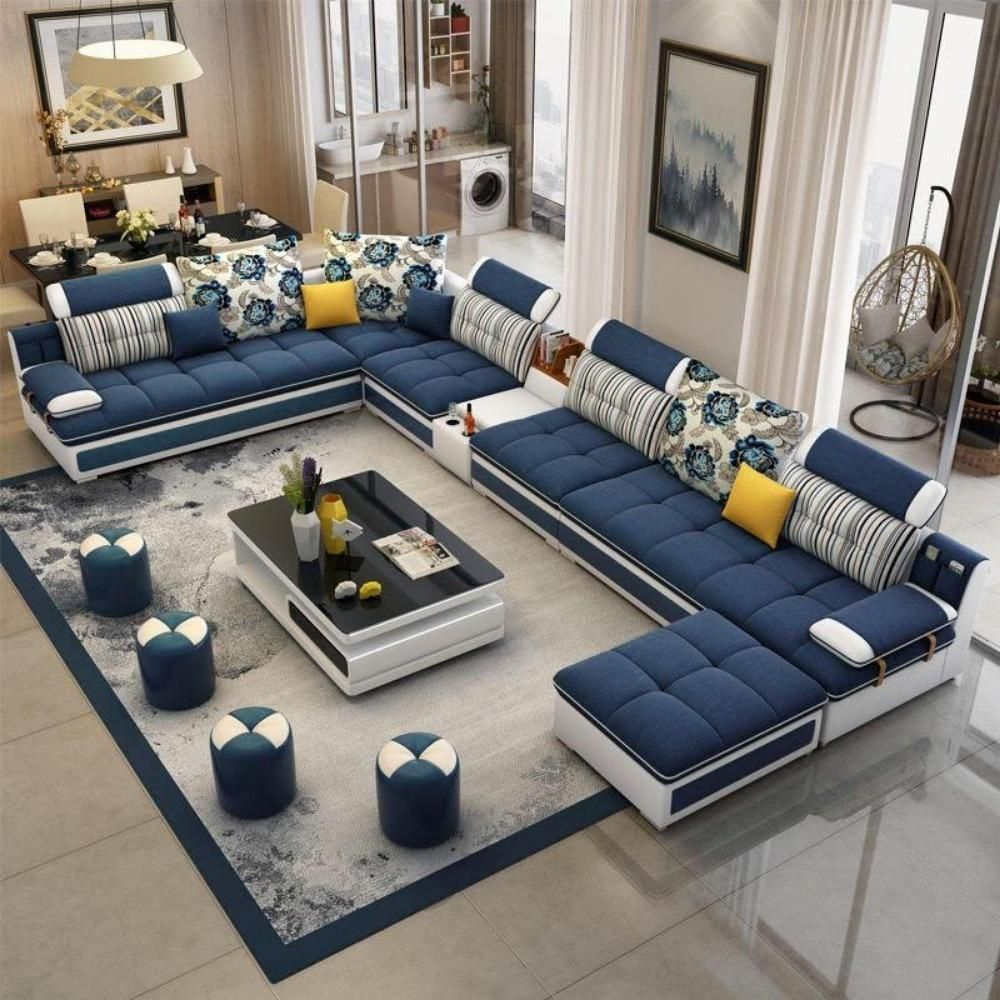 Luxury Modern U Shaped Sectional Fabric Sofa Set With Ottoman | Corner ... in Latest Sofa Design Inspiration On Pinterest