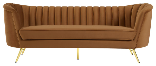 Margo Velvet Upholstered Set - Midcentury - Sofas - By Meridian ... inside Margo Velvet Upholstered Set, Saddle, Sofa
