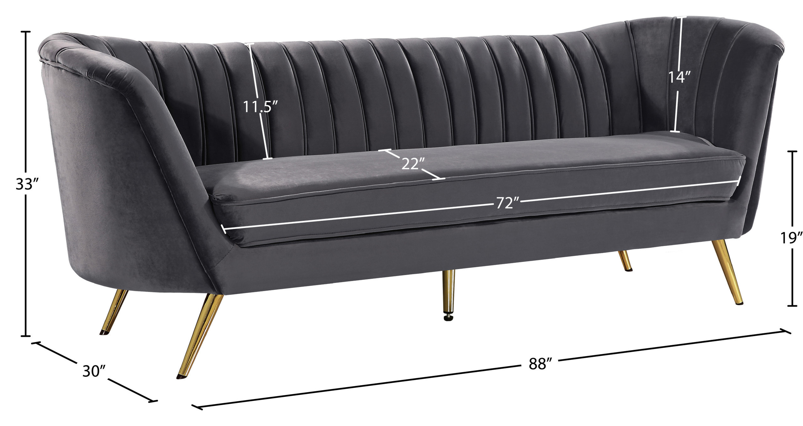Margo Velvet Upholstered Set - Midcentury - Sofas - By Meridian ... intended for Understanding the Beauty and Durability of Margo Velvet