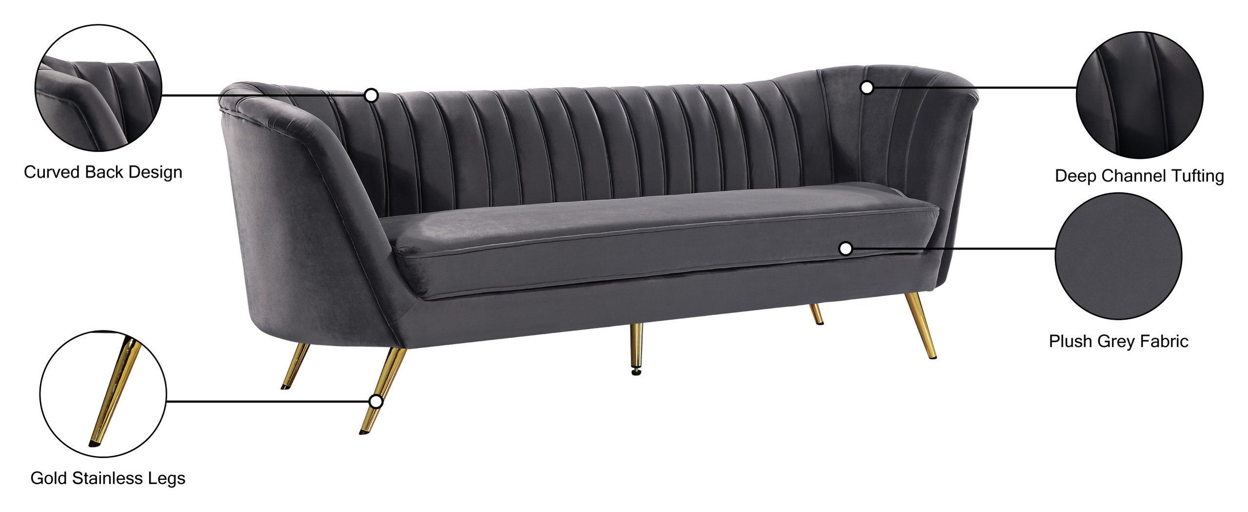 Margo Velvet Upholstered Set - Midcentury - Sofas - By Meridian ... with regard to Margo Velvet Upholstered Set, Saddle, Sofa