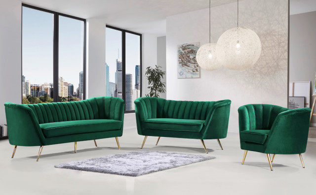 Margo Velvet Upholstered Set - Midcentury - Sofas - By Meridian ... with regard to Understanding the Beauty and Durability of Margo Velvet