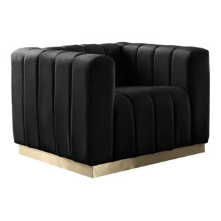 Marlon Velvet Upholstered Set - Contemporary - Armchairs And Accent ... for Marlon Velvet Upholstered Sofa, Black