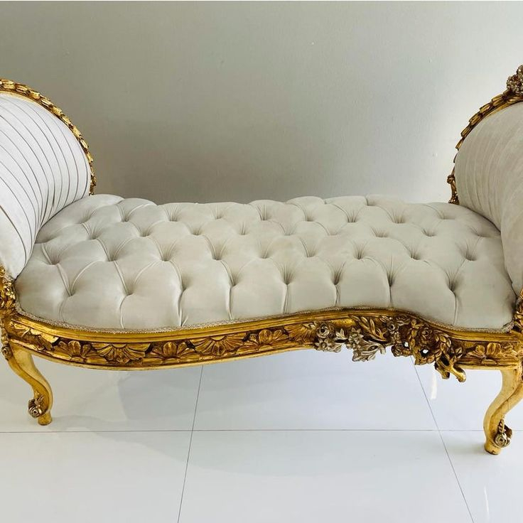 Marquis French Tufted Velvet & Gold Frame Bench regarding Parisian Style Tufted Sofa With Gold Accents