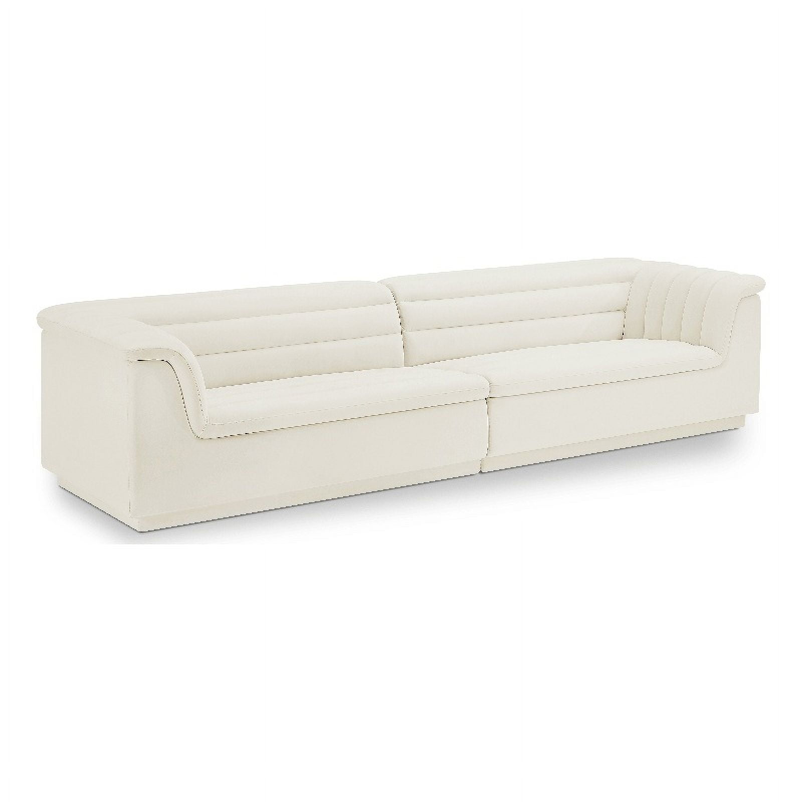Meridian Furniture Cascade Cream Velvet Fabric Modular Sofa - Walmart.com inside Sloan Cream Velvet Fabric Sofa