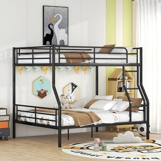 Metal Full Xl Over Queen Bunk Beds For Adults, Heavy-Duty Metal Bunk ... inside Linon Heavy Metal Full Over Full Bunk Bed Attached Ladder In Black