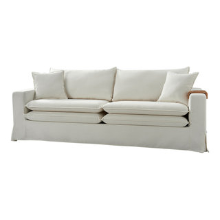 Minimalist Modern Style Slipcovered Sofa - Transitional - Sofas - By ... in Achieving Serene Living Spaces with a Minimalist Navy Sofa