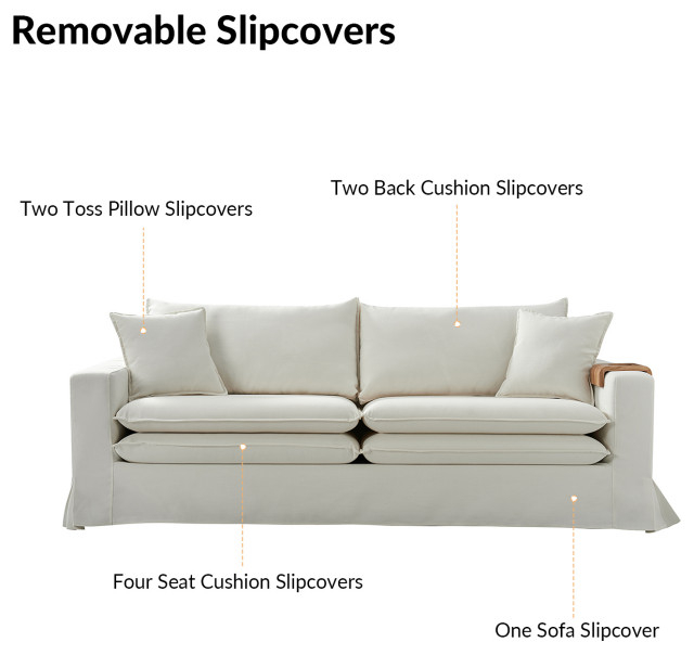 Minimalist Modern Style Slipcovered Sofa - Transitional - Sofas - By ... inside Achieving Serene Living Spaces with a Minimalist Navy Sofa
