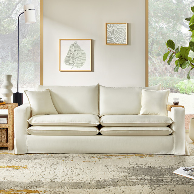 Minimalist Modern Style Slipcovered Sofa - Transitional - Sofas - By ... regarding Achieving Serene Living Spaces with a Minimalist Navy Sofa