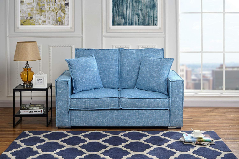 Mobilis Small Space Loveseat Sofa With Removable Cushions And 2 Pillows ... pertaining to Understanding the true value of discount fabric sofa free shipping options