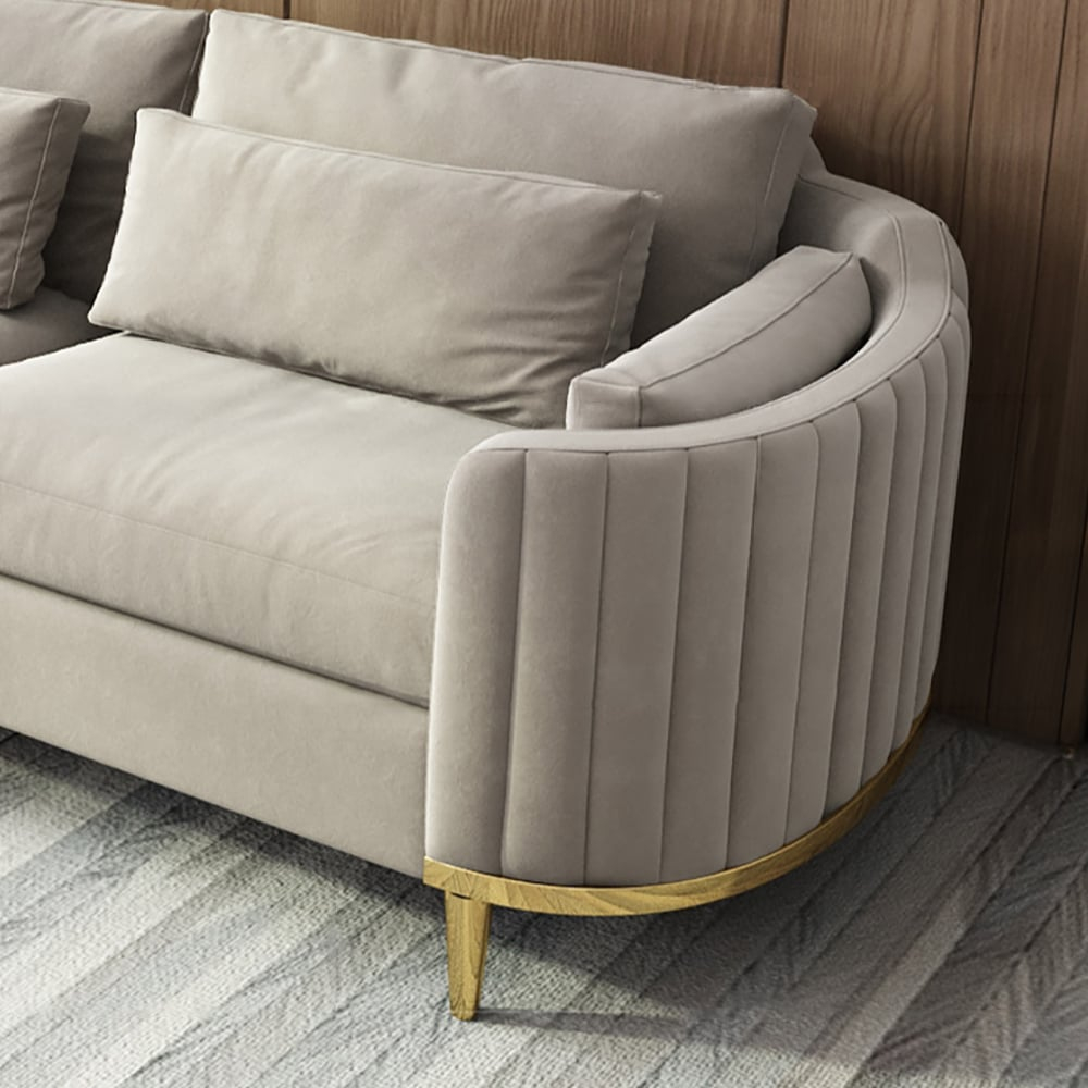 Modern Living Room Sets Gray Velvet Upholstered Chair & Loveseat & Sofa 3 Pieces|Homary throughout Ravish Velvet Gray Chairs Integrating Style and Comfort