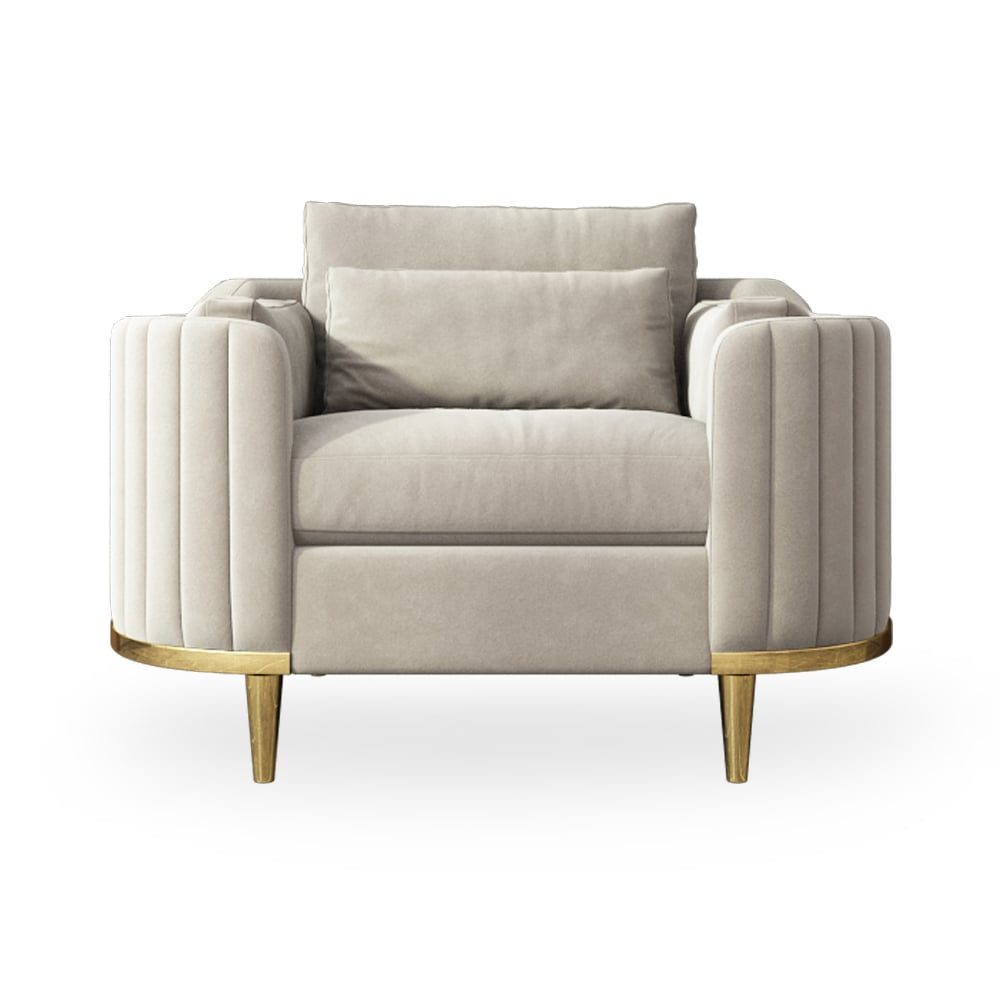 Modern Living Room Sets Gray Velvet Upholstered Chair & Loveseat & Sofa 3 Pieces|Homary throughout Ravish Velvet Upholstered Chair, Gray, Sofa