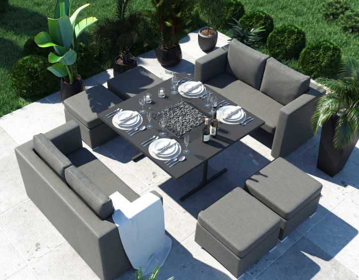 Modern Luxury Outdoor Waterproof Fabric Sofa With Fire Pit Table Patio ... inside Creating Comfortable Outdoor Living Spaces with Long-Lasting Waterproof Upholstery