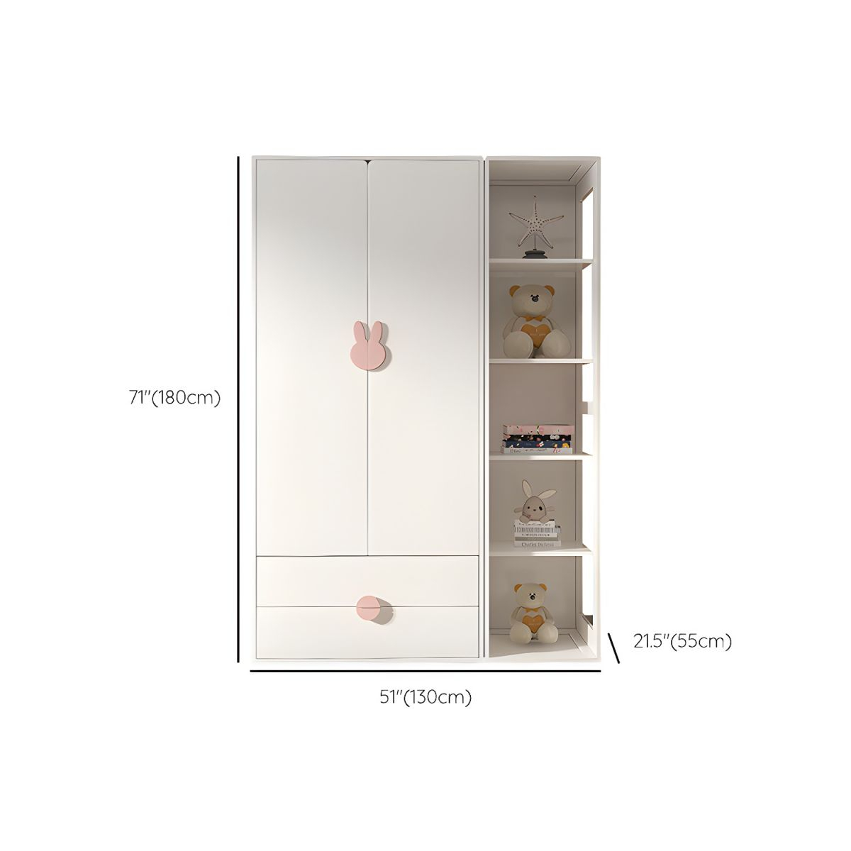 Modern Solid Wood Kid's Wardrobe Freestanding Multifunctional Wardrobe ... in