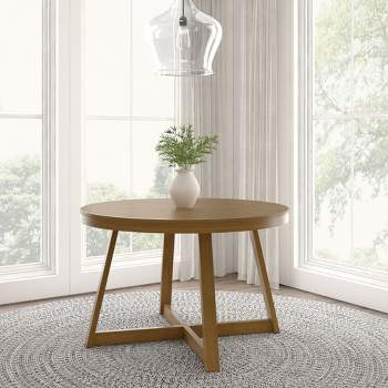 Modway 47" Crossroads Round Wood Dining Table Walnut: Mid-Century ... intended for Rivian Round 48" Wood Dining Table, Walnut