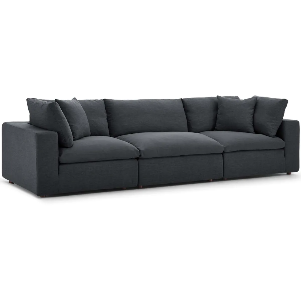 Modway Commix Down Filled Overstuffed 3 Piece Sectional Sofa Set ... inside Exploring comfort and style in down-filled fabric sectional designs