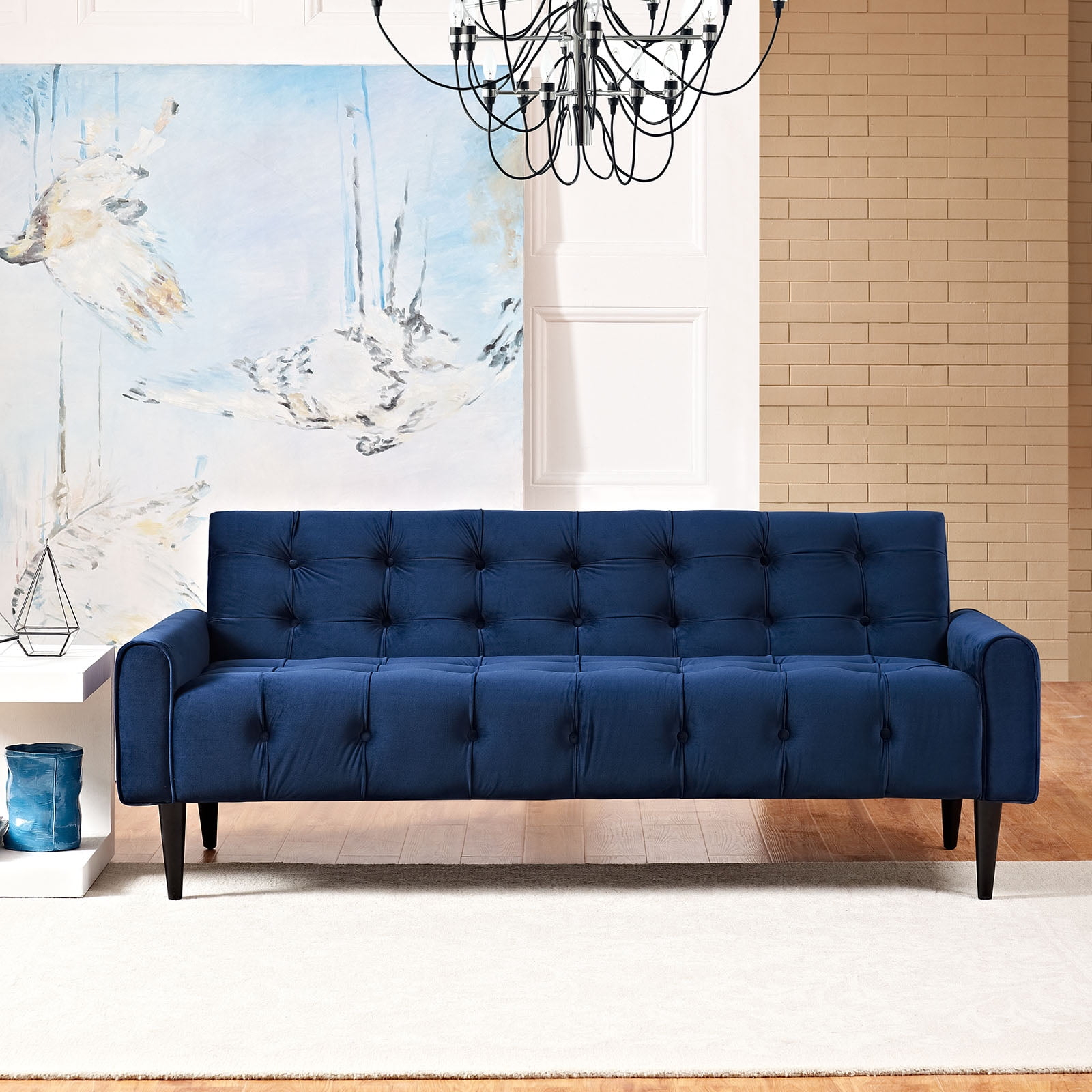 Modway Delve Performance Velvet Sofa In Navy - Walmart.com intended for Indicate Performance Velvet Sofa, Navy