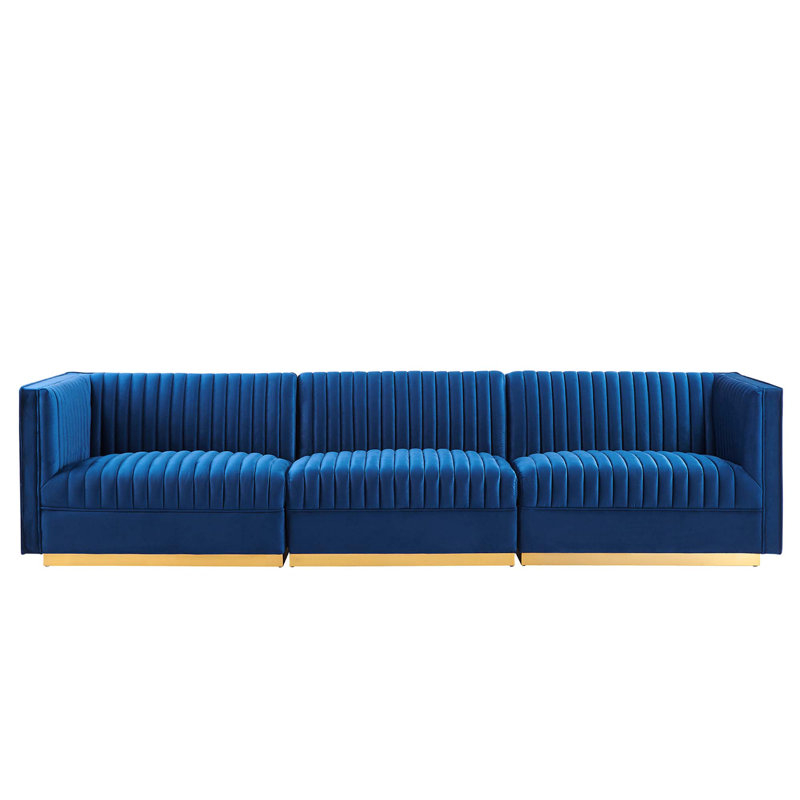 Modway Sanguine Channel Tufted Performance Velvet 3-Seat Modular ... in Maximizing Space with Multi-Seat Furniture Solutions