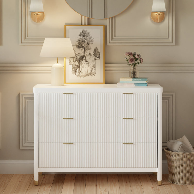 Namesake Brimsley Tambour 6 - Drawer Assembled Dresser & Reviews | Wayfair within Exploring the Features of the Brimsley Tambour 6-Drawer Dresser Crimson