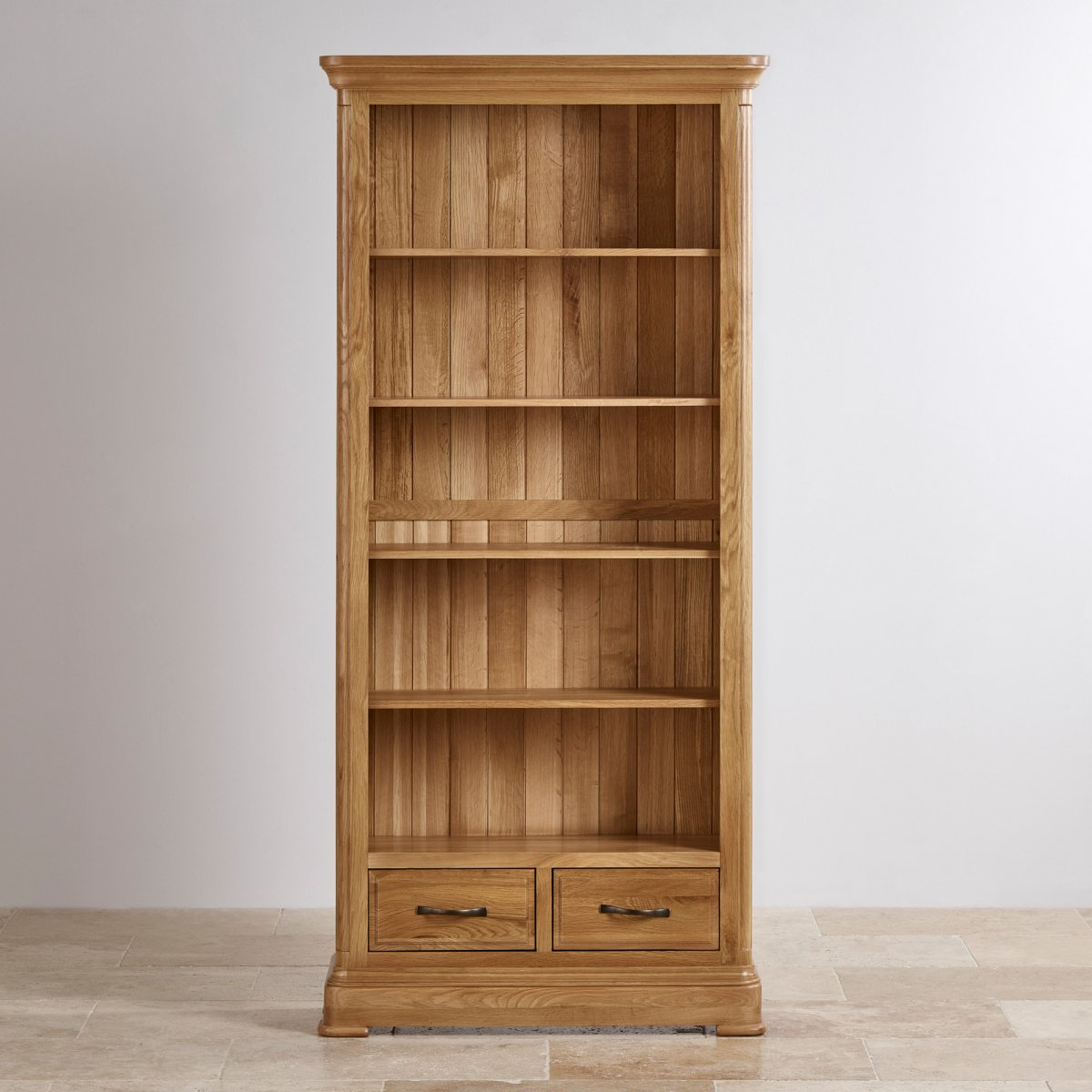 Natural Solid Oak Tall Bookcase | Oak Furniture Land inside Oak Solid Wood Wardrobe Bookcase, Natural Wood Color / Feetless High Wardrobe