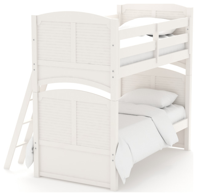 Neopolitan White Complete 3/3 Twin Shutter Bunk Bed - Beach Style ... regarding Creating Dream Spaces with a Neopolitan White Complete 4/6 Full Shutter Bunk Bed