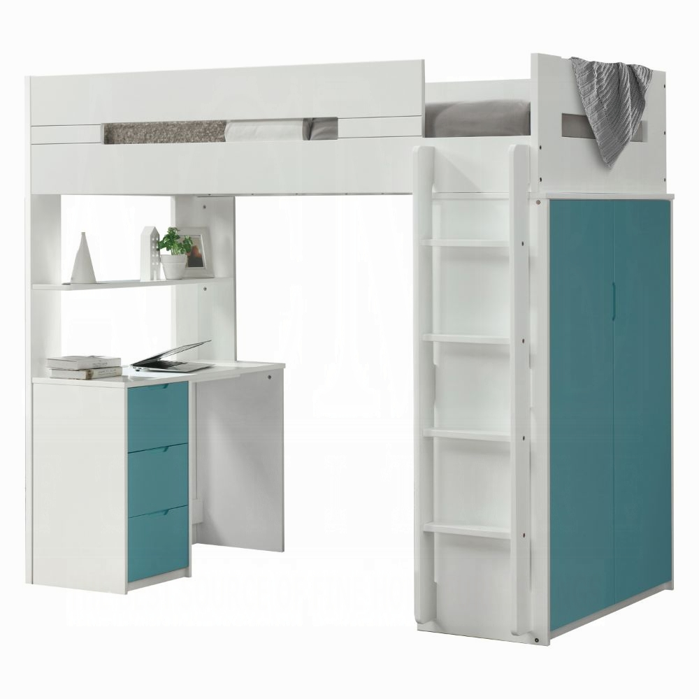 Nerice Twin Loft Bed W/Desk & Wardrobe – Stage Design Miami intended for Ragna Twin Loft Bed W/Desk & Wardrobe