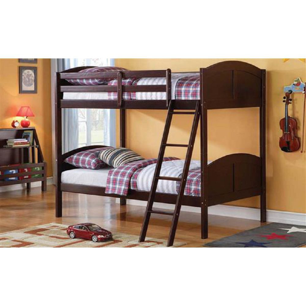 New Acme Toshi Twin-Over-Twin Size Bunk Bed Frame With Ladder, And ... pertaining to Creating Lasting Memories The Espresso Nissa Bunk Bed