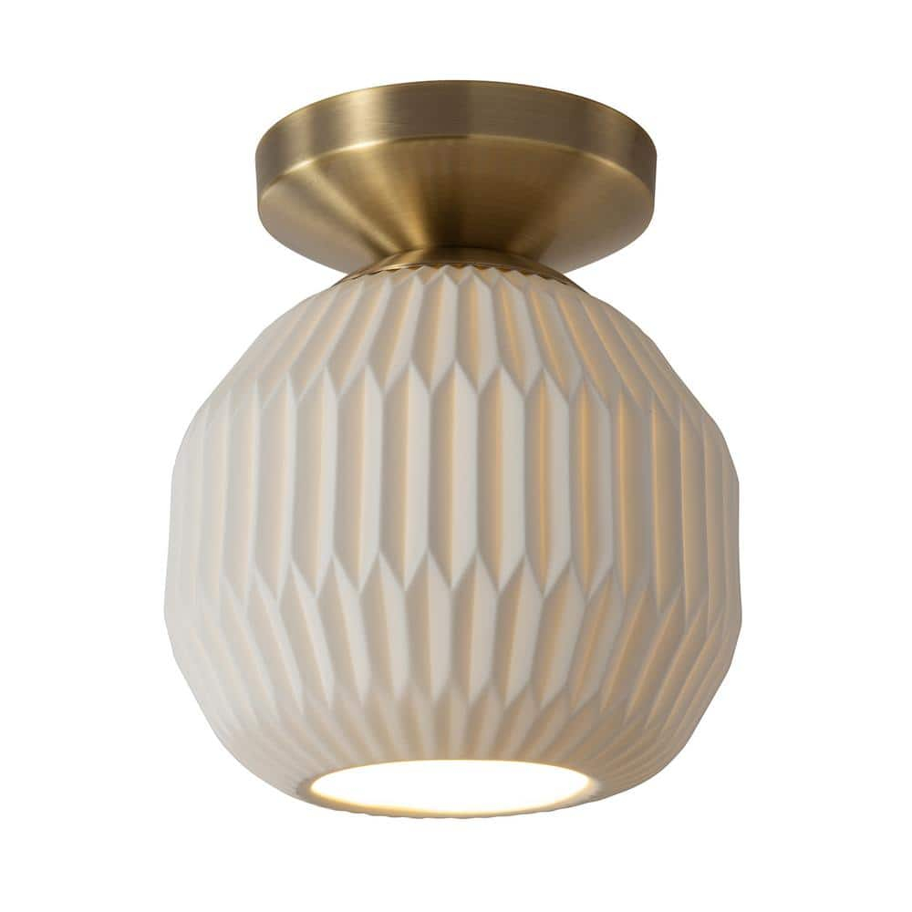 Nova Of California Moraga 8 In. 23-Watt Transitional Weathered Brass ... throughout Unveiling the Elegance of Moraga Bone Porcelain Semi-Flush Mount Lighting