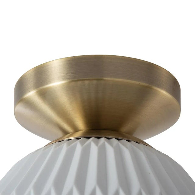 Nova Of California Moraga Bone Porcelain Semi-Flush Mount Ceiling Light - Weathered Brass | Chairish within Moraga Bone Porcelain Semi-Flush Mount Ceiling Light