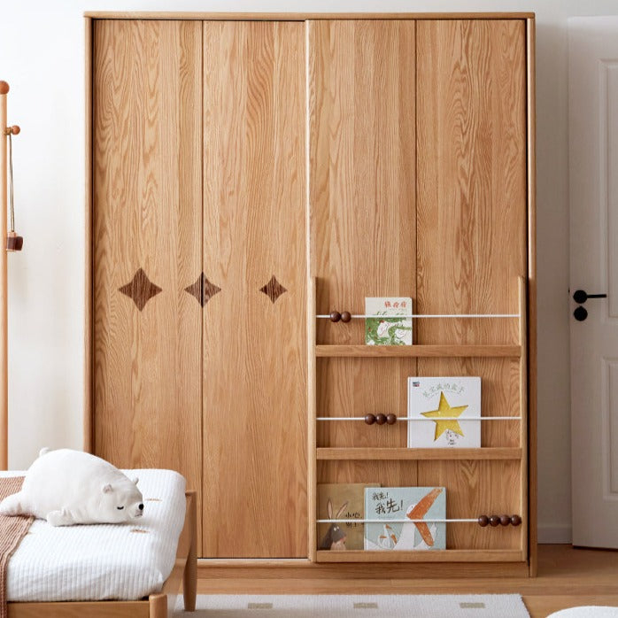 Oak Solid Wood Kid's Sliding Door Wardrobe pertaining to Beech Solid Wood Kid's Wardrobe, Natural Wood, 55.1X24X78.7", Sliding Door