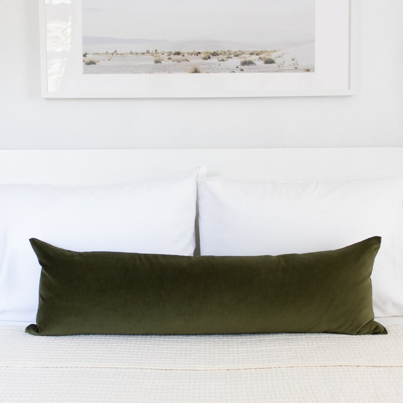 Olive Green Lumbar Pillow - Etsy inside Elliot 84" Velvet Track Arm With Lumbar Pillows, Olive Green