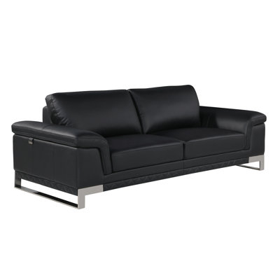 Orren Ellis Aiert 86" Genuine Top Grain Italian Leather Pillow Top Arm ... for Mia Top Grain Italian Leather Sofa