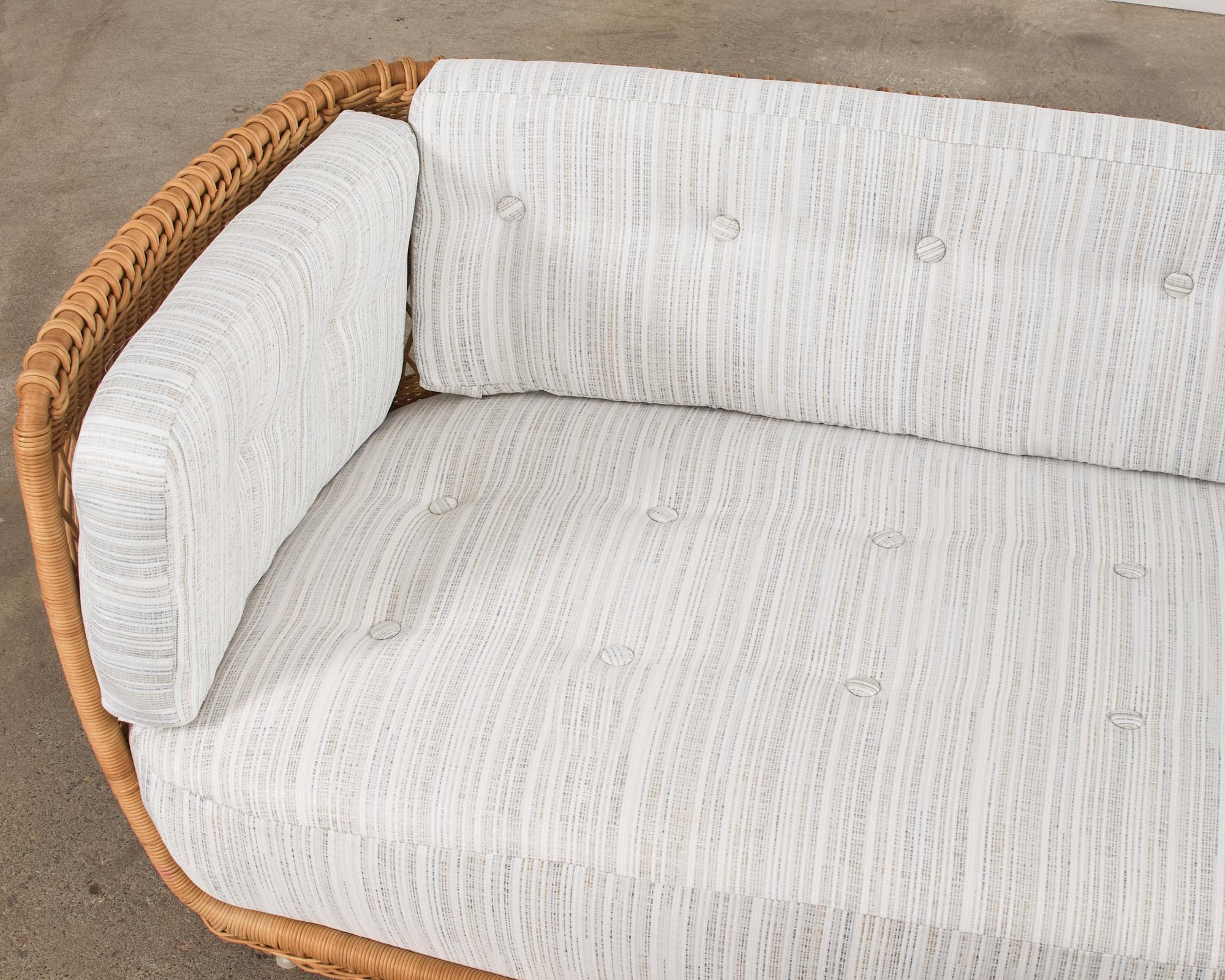 Pair Of Organic Modern Rattan Wicker Basket Sofa Settees For Sale At ... intended for Bohemian Rattan Sofa With Removable Covers