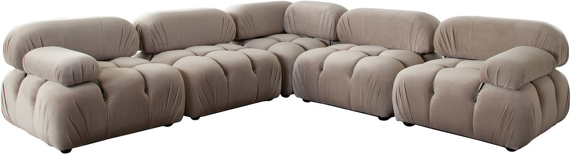 Paloma 5Pc Modular 111 Inch Corner Sectional In Mink Tan Velvet By ... with regard to From Comfort to Style The Paloma Sofa in Luxurious Mink Tan Velvet