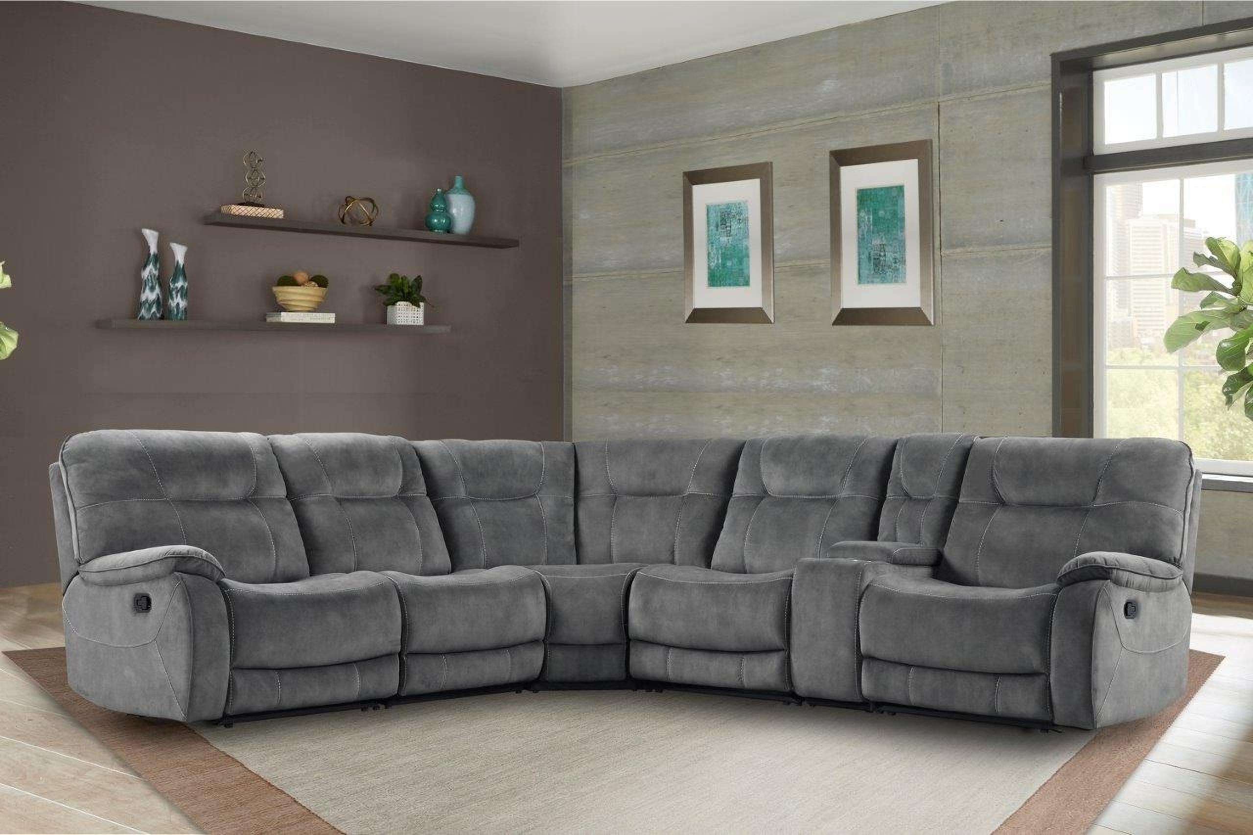 Parker Living Cooper Shadow Grey 6 Piece Modular Manual Reclining ... with regard to A Deep Dive into the Parker Living Cooper Shadow Grey Manual Sofa